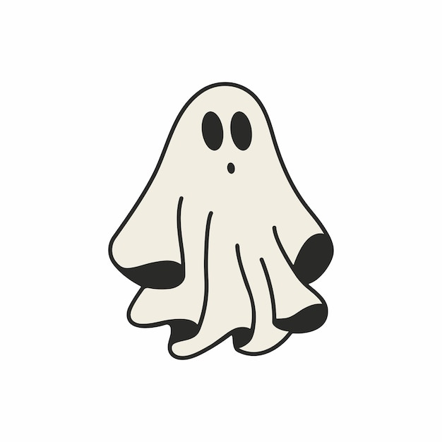 Spettrale fantasma di Halloween Vola spirito fantasma con il volto spaventoso Apparizione spettrale in illustrazione bianca
