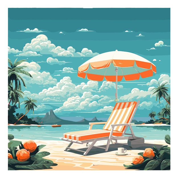 spiaggia con ombrelli e sedie estate