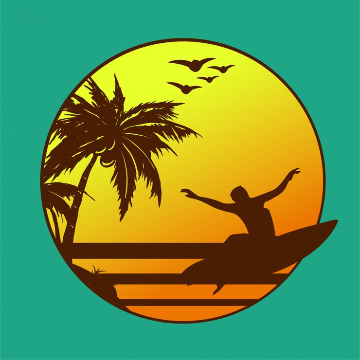 Spiaggia di surf illustrazione