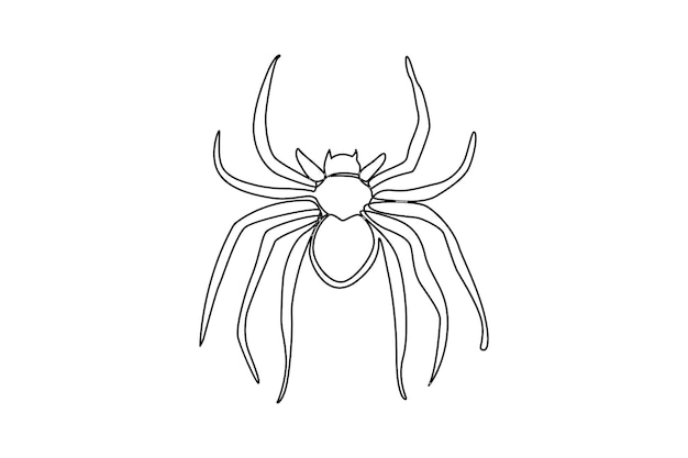 Spider One Line Disegno di una linea minima di disegno vettoriale astratto