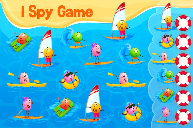 Spio gioco con vitamine e minerali dei cartoni animati