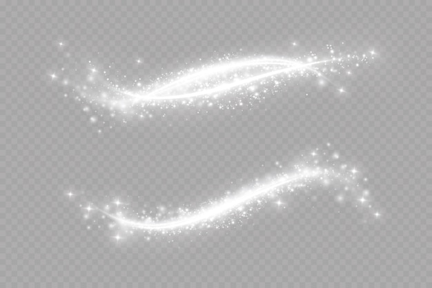 Spirale magica con scintillii. Effetto luce bianca. Particelle glitterate con linee. Effetto vortice