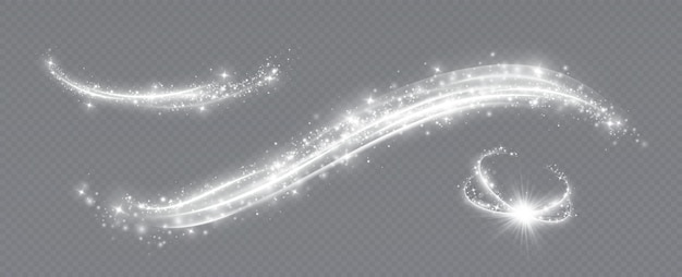 Spirale magica con scintillii. Effetto luce bianca. Particelle glitterate con linee. Effetto vortice