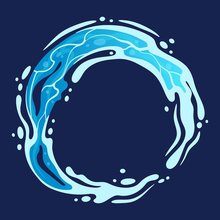 Vettore splash d'acqua blu aqua liquida spruzzante elemento d'acqua trasparente illustrazione vettoriale piana del flusso d'acqua spruzzamento d'acqua pulita