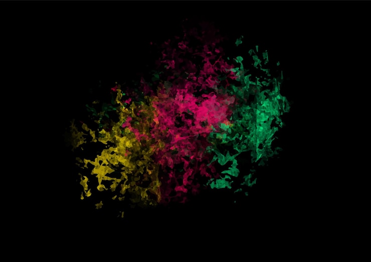 Vettore splash di miscela di polvere colorata con sfondo scuro