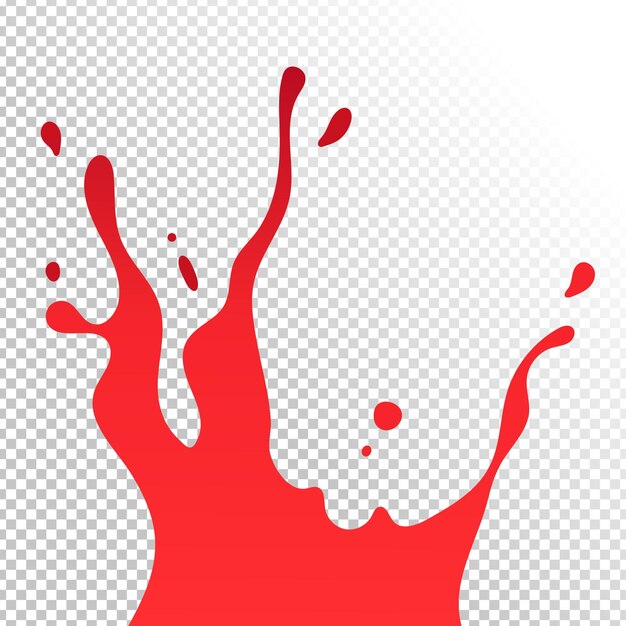 Splash di vernice rossa su sfondo trasparente Splatter di liquido di vernice rossa Illustrazione vettoriale
