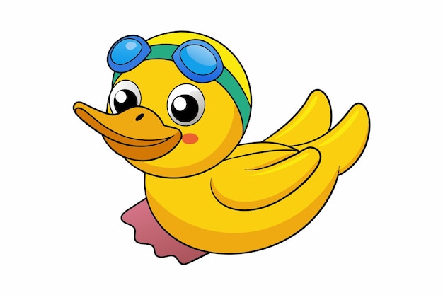 Splashing Duck Duck in Swim Cap e Goggles Illustrazione vettoriale per la progettazione grafica stampabile
