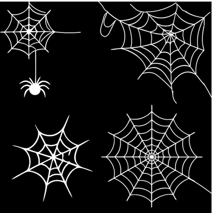 Vettore spooky halloween vecchia rete di ragno collezione di ragno scura decorazione gotica per le vacanze