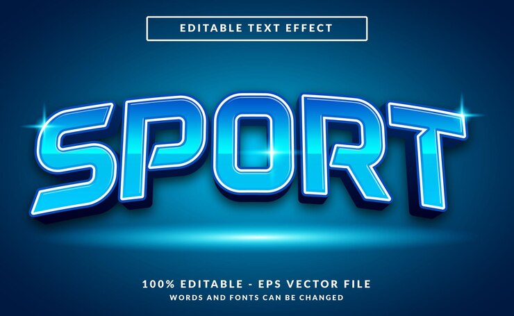sport blu colore chiaro 3d stile modello effetto testo modificabile