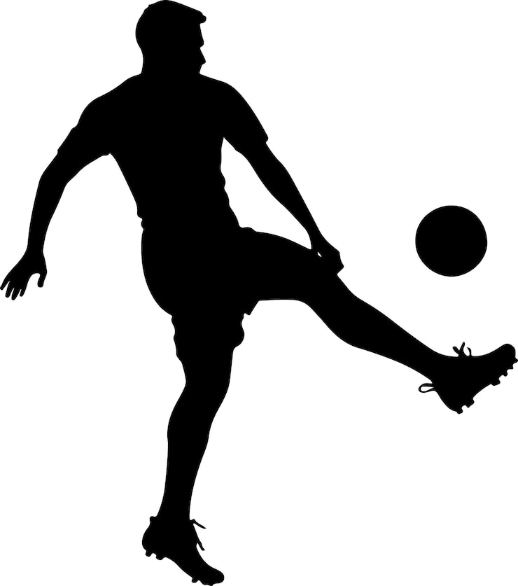 Vettore sport clipart semplica silhouette di calcio contorno per silhouette vettoriale di colore nero del giocatore