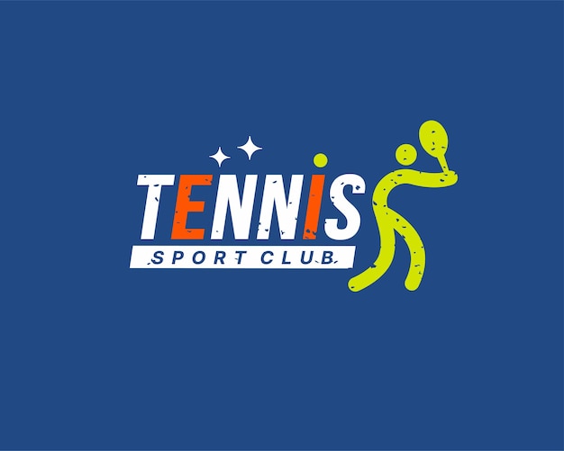 Sport di tennis Logo design, icona di tipografia di lettere di tennis. Concetto di logo del torneo sportivo