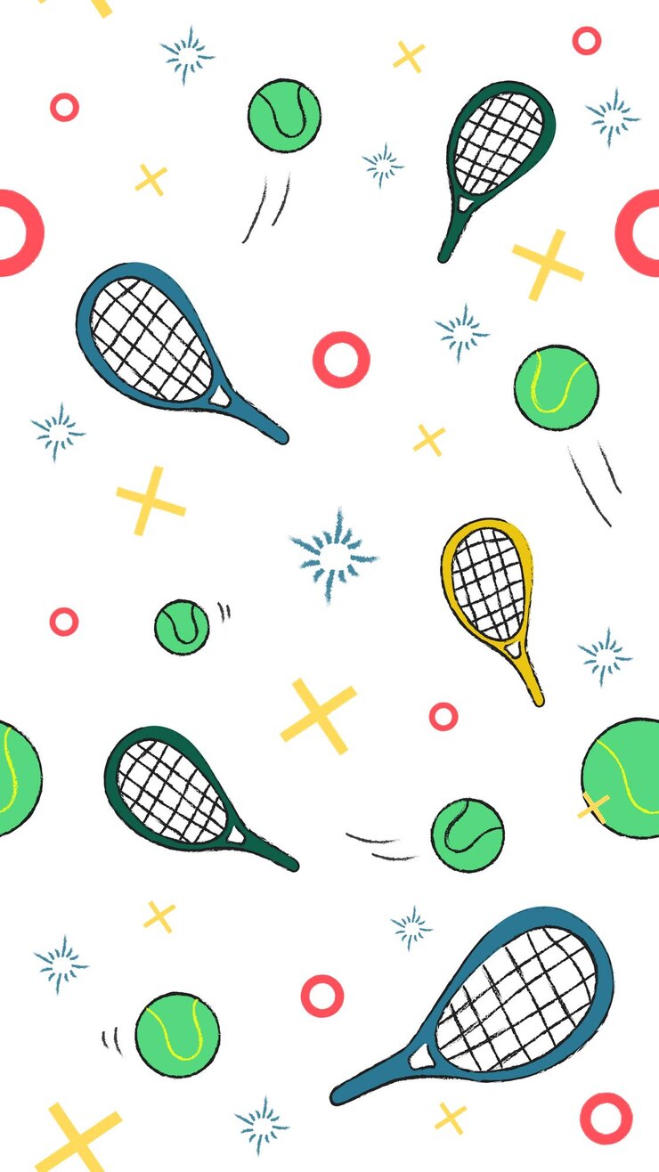 Vettore sport di tennis senza cuciture con sfondo bianco sfondo senza cuciture illustrazione vettoriale piatta