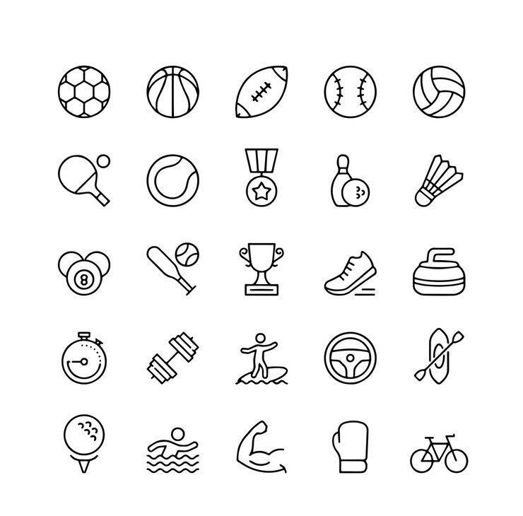 Vettore sport line vector style editable stroke line icon set
