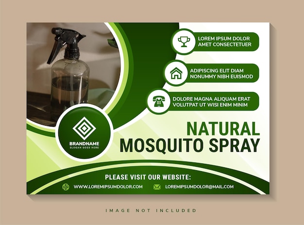 spray naturale contro le zanzare titolo di modello di volantino vettore brochure aziendale in orizzontale