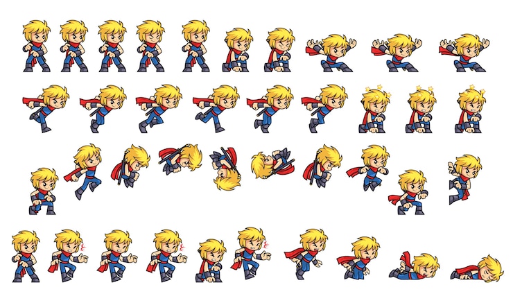 Sprites blu Ninja Boy Game