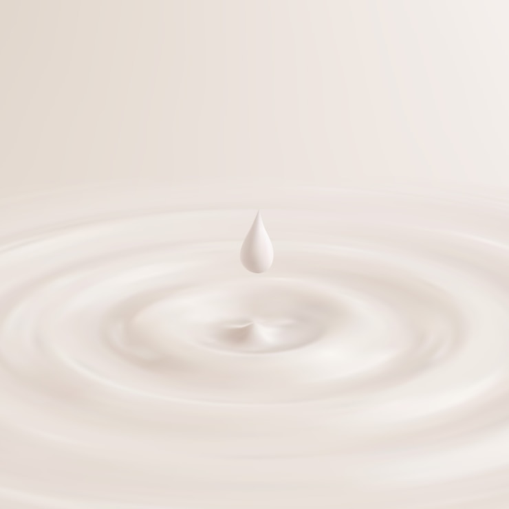 Vettore spruzzata realistica 3d di latte, yogurt, crema, olio o vernice con increspature