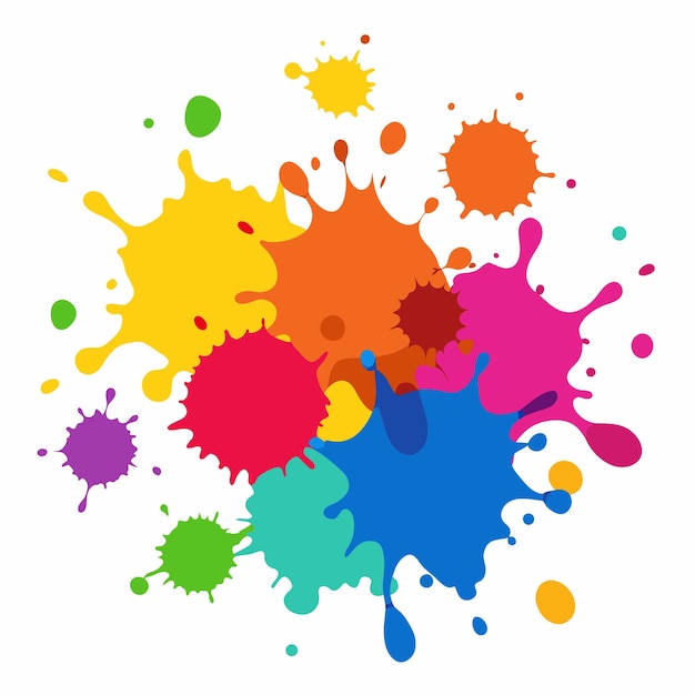 Spruzzi di vernice Blobs Spruzzo di vernice set colorato Spruzzo vettoriale di vernice isolato su bianco