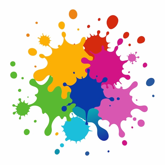 Spruzzi di vernice Blobs Spruzzo di vernice set colorato Spruzzo vettoriale di vernice isolato su bianco