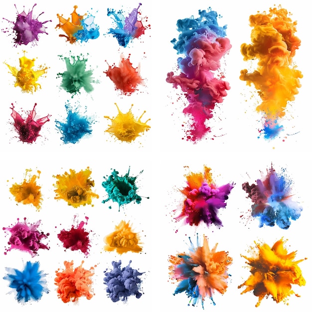 spruzzo macchia macchia spruzzo esplosione inchiostro spruzzo arcobaleno fumo creatività vibrante acquerello vernice