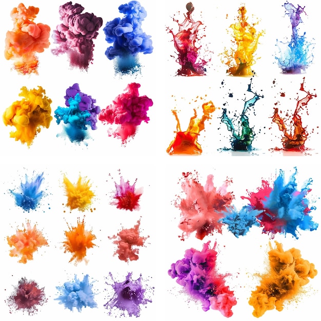 spruzzo macchia macchia spruzzo esplosione inchiostro spruzzo arcobaleno fumo creatività vibrante acquerello vernice