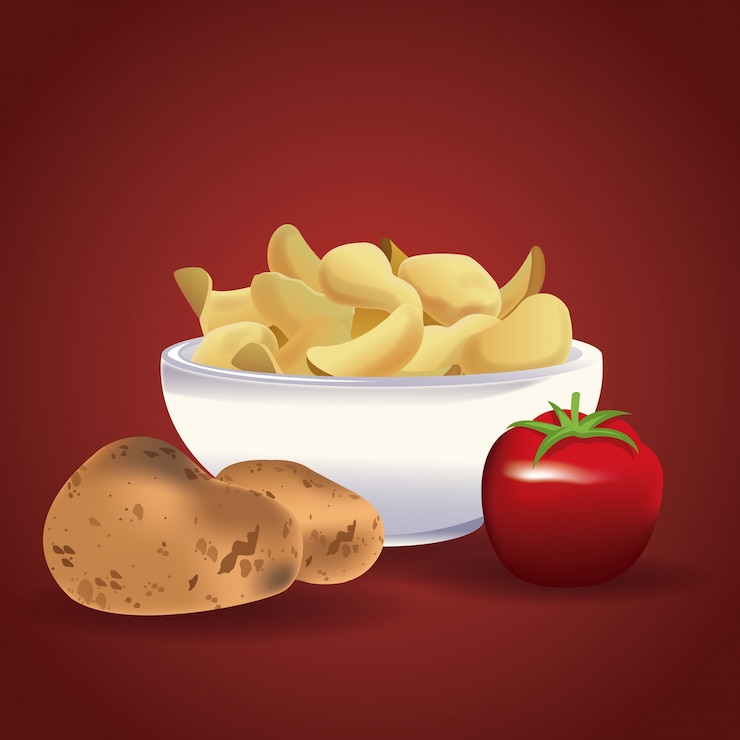 Vettore spuntini di patatine fritte