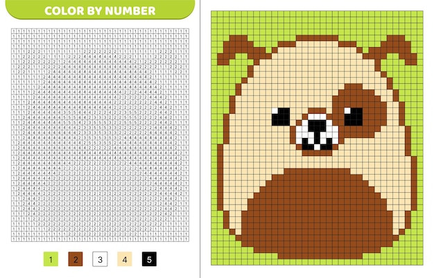 Squishmallow cane Colore per numero Pixel libro da colorare Piazze numerate Gioco per bambini Vector