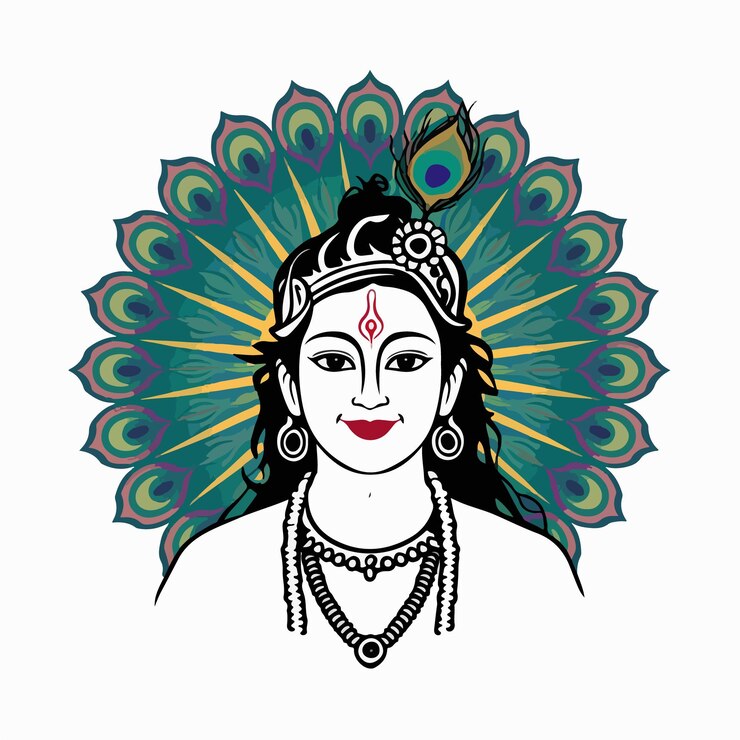 Vettore sree krishna illustrazione concetto di sfondo