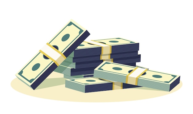 Stack di dollari verdi banconote di carta ricchezza in contanti in stile realistico elemento di design aziendale per banner o poster elemento di desigh bancario simbolo di profitto di credito risparmio di successo illustrazione vettoriale