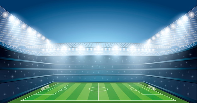 Stadio di calcio con luce spot