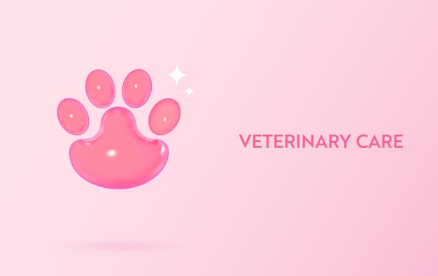 Stampa 3d della zampa in stile cartoon soft pop Concetto visivo del servizio di toelettatura Elementi vettoriali di rendering realistici per il design dell'assistenza veterinaria e degli animali domestici