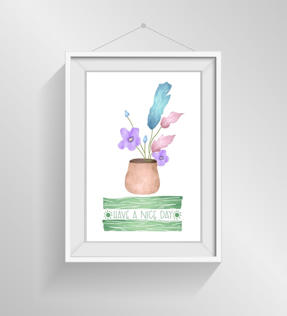 Stampa botanica minimalista Buona giornata all'interno della cornice della foto