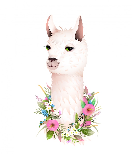 Stampa di maglietta animale carino fiori romantici