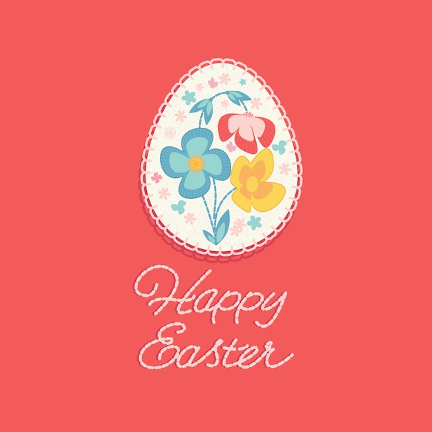 Stampa l'uovo di Pasqua ricamato con fiori