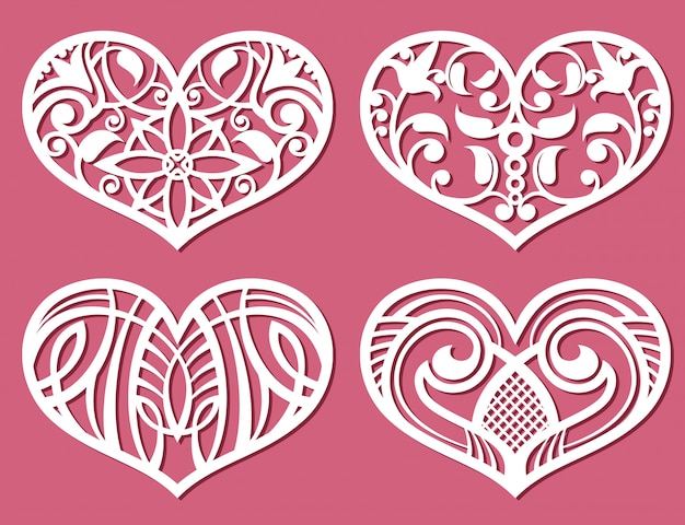 Stampa laser romantico cuori di pizzo