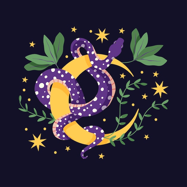 Stampa magica serpente e fiore