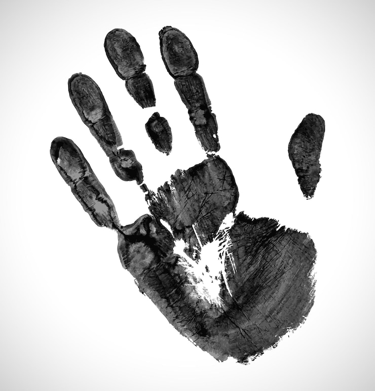 Stampa nera della mano, illustrazione del grunge di vettore