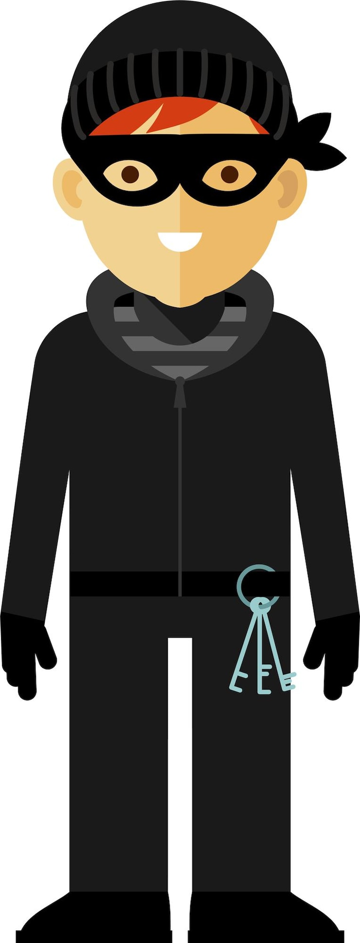 Vettore standing thief cracker in maschera con lockpick