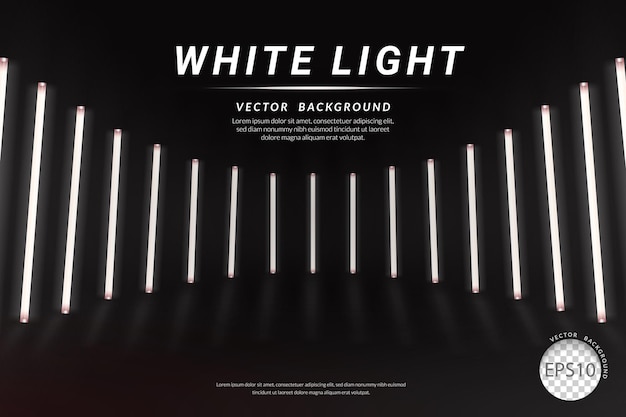 Stanza buia vuota con luce al neon bianca per il layout orizzontale della visualizzazione del prodotto Illustrazione vettoriale