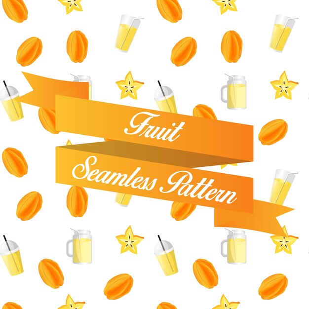 Star Fruit Juice Seamless Pattern Background