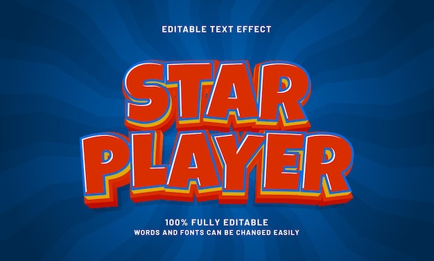 star player effetti di testo modificabili con un gioco e un tema per bambini