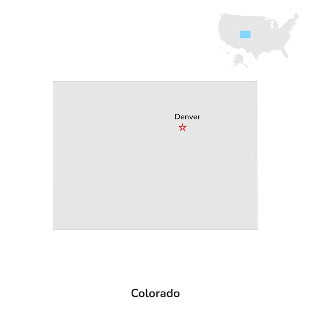 Stati Uniti Stato americano del Colorado Profilo della mappa della contea dello stato americano del Colorado su sfondo bianco