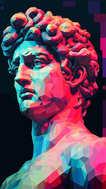 Statua creativa astratta in gesso del David in forme geometriche Concept art minimale Kaleidoscopic 3