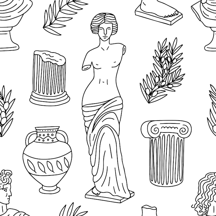 Vettore statua di marmo della dea greca venere vettoriale a disegno senza cuciture