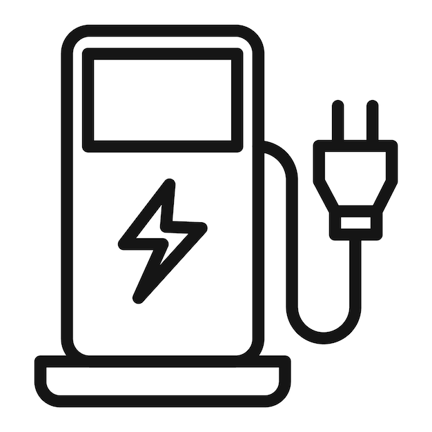 Stazione di ricarica per veicoli elettrici, icona delle soluzioni di trasporto sostenibile