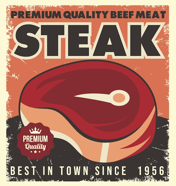 Steakhouse poster retrò disegno vettoriale