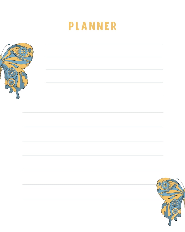 Vettore steampunk planner vuoto vuoto per note e promemoria con elementi steampunk disegnati a mano