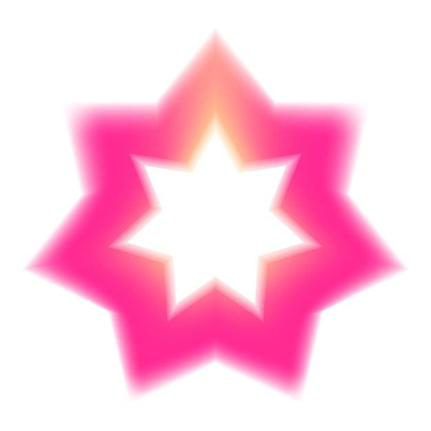 Stella a otto punte che brilla con un gradiente rosa su sfondo bianco
