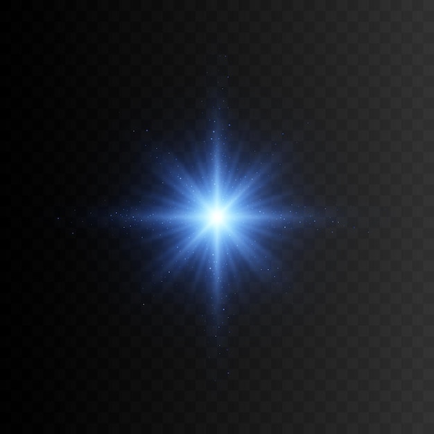 Stella blu con scintillii Effetto luce bagliore trasparente vettoriale