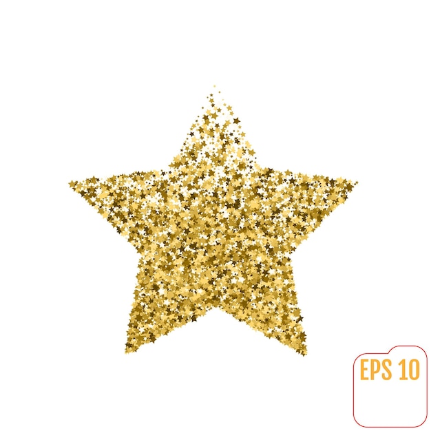 Stella d'oro dalle stelle Icona della stella d'oro brillante su sfondo bianco Per le vacanze di striscioni, illustrazioni, carte, cartoline, vacanze Illustrazione vettoriale