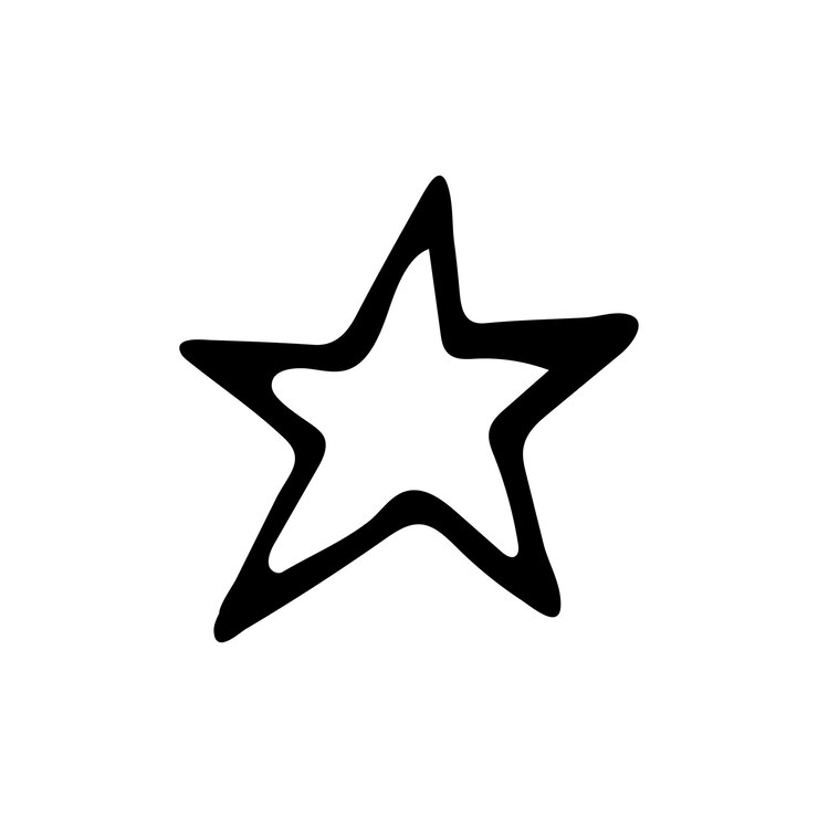 Stella di doodle disegnata a mano Elemento a forma di stella vettoriale Contorno nero